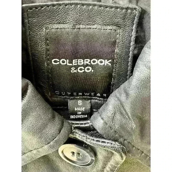 Colebrook & Co. Women’s Size Small Leather Coat Black Mid-Length - Picture 7 of 11